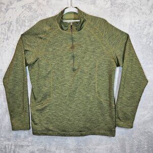 REI Womens Olive Green Quarter Zip Athletic Pullover Long Sleeve Made In USA